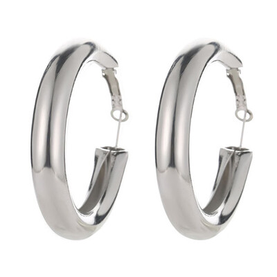 

2 Pairs Earrings Wide Thick Hoop GoldSliver Plated Stud Earrings Click-Top Hoop Half Round Hoops for Women