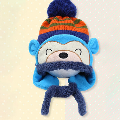 

New Baby Toddler Winter Warm Monkey Beanie Hat Earflap Knitted Cap Girl Boy Kids