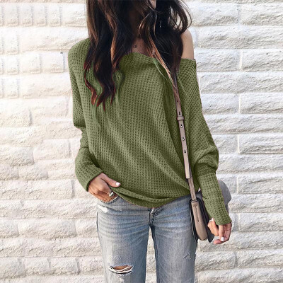 

Womens Loose Pullover Solid Long Sleeve Casual Shirts Knitted T-shirt Sweater