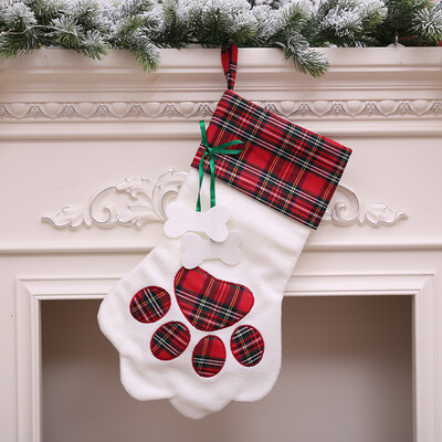 

Toponeto Merry Christmas Cat Claw Socks Plush Tree Hanging Gift Candy Large Socks Decorat