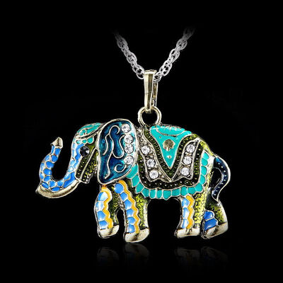 

Fashion jewelry Clothing accessories long Necklace vintage crystal rhinestone elephant necklace pendant