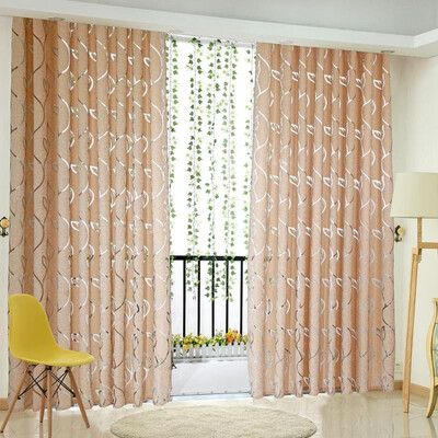 

2m Semi Blackout Curtain Simple Vine Leaf Pattern Partition Window Decor
