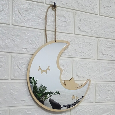 

Toponeto Nordic Wood Acrylic Mirror Cartoon Wall Camera Props Kids Room Wall Decoration A
