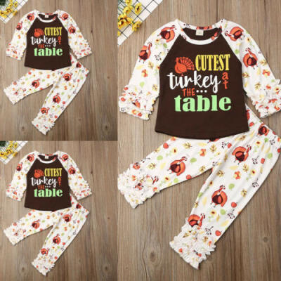 

Toddler Baby Kids Girl Autumn Winter Clothes Tops T-shirt Pants Outfits 2PCS Set