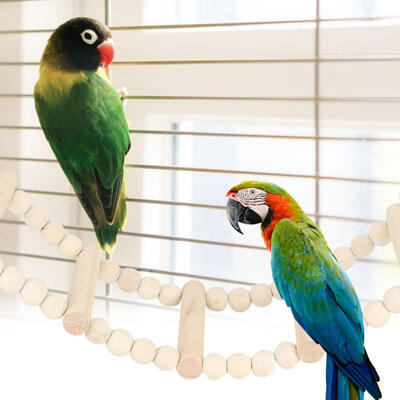 

Greensen Wooden Stand Bracket Ladder Toy Playing Have Rest for Bird Pet Parrot