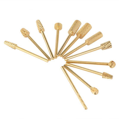 

Greensen 12Pcsset Alloy Tungsten Steel Golden Nail Drill Bits File Grinding Head Manicure Care Tool Kit