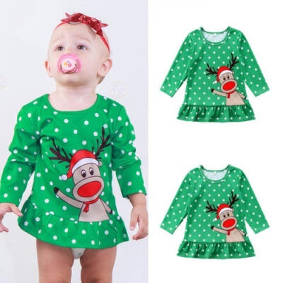 

Toddler Infant Baby Girls Casual Clothes Long Sleeve Tops T-shirts Christmas Dress