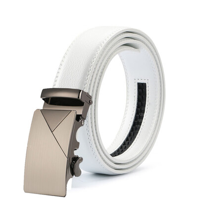 

Fashion White Belt Designer Belts Men High Quality Fashion Geometric Metal Automatic Buckle Genuine Leather Luxury Brand Belt