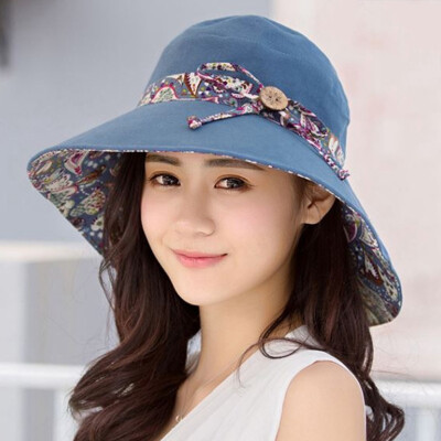 

Women Beach Travel Bow knot Wide Brim Reversible Sun Hat