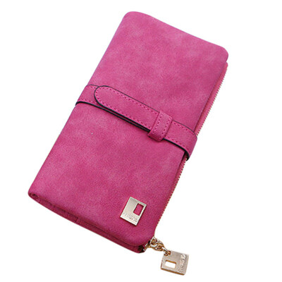 

Women Solid Color Frosted Bifold Long Wallet Coin Purse Clutches Bag Card Holder