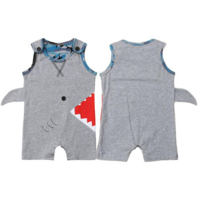 

Summer Newborn Infant Baby Boys Shark Romper Bodysuit Jumpsuit Outfits Clothes