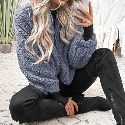 

Roseonmyhand Womens Winter Oversized Coat Ladies Borg Zip Faux Fur Jacket Pockets Warm Coat