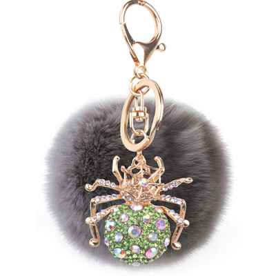 

Keychain alloy studded spider hanging bag mobile phone accessories cute animal rex rabbit hair car pendant