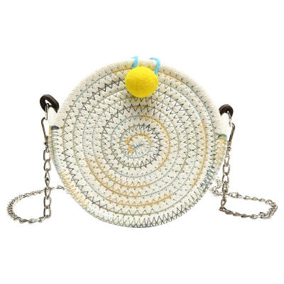 

Weaving Shoulder Messenger Handbags Beach Women Small Round Crossbody Bags