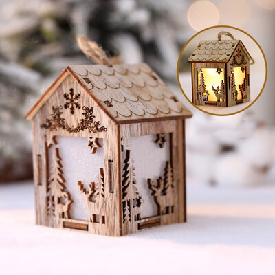 

Christmas LED Luminous Small Wooden House Decoration For Home Hanging Decoration