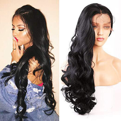 

Tailored Womens Fashion Wig Front lace Black Synthetic Hair Long Wigs Wave Curly Wig