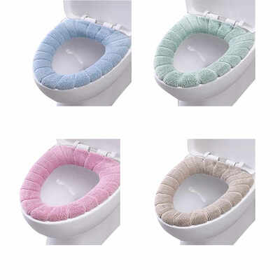 

Bathroom Soft Thicker Warmer Stretchable Washable Cloth Toilet Seat Cover Closestool Pads