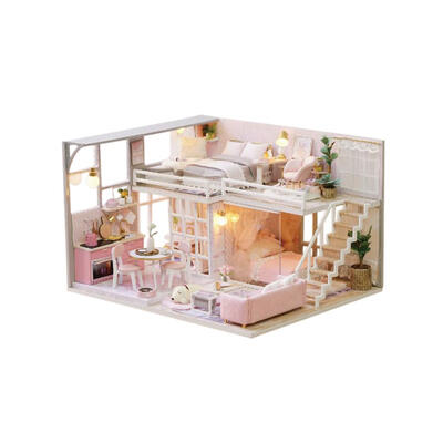 

Handmade Wooden Doll House Miniature DIY Dollhouse Toy Model with Furniture