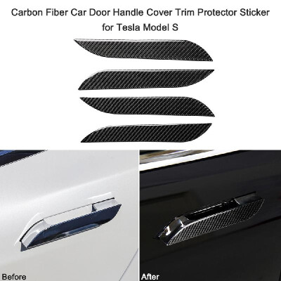 

Carbon Fiber Car Door Handle Cover Trim Protector Sticker Door Outside Handle Scratch Cover Guard Decal for Tesla Model 3