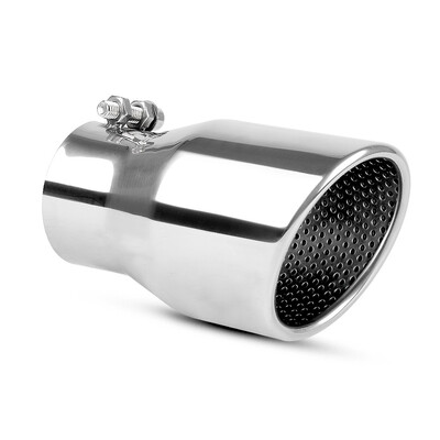 

25" Inlet 35" Outlet 6" Long Dual Wall Exhaust Tip Muffler Tailpipe Chrome SS