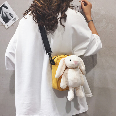 

Childrens small bag female 2019 new cartoon cute rabbit bag ins Japanese Harajuku student canvas messenger bag