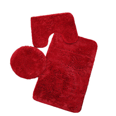 

Gobestart 3pc Bathroom Set Rug Contour Mat Toilet Lid Cover Plain Solid Color Bathmats