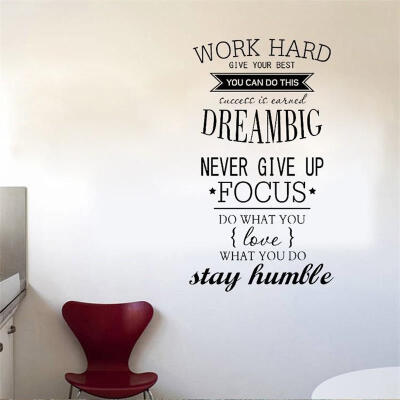 

Work Hard Vinyl Quote Wall Stickers Motivational Decals Kids Study