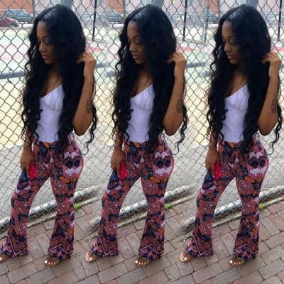 

Sexy Womens Floral Print Bell Bottom Wide Leg Flare Stretch High Waist Boho Pants