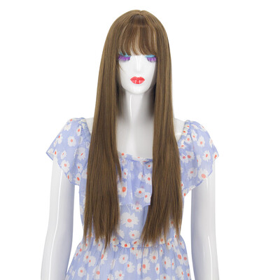 

Gobestart Fashion Wig Synthetic Cabelo With Bangs Fringe Long Wavy Wigs 26 Inches
