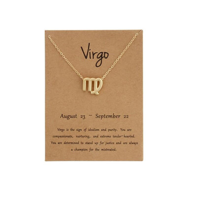 

12 Constellation Zodiac Sign Pendant Necklace Gold Short Chain Choker Leo Libra Necklaces for Womens Girl Jewelry Birthday Gift