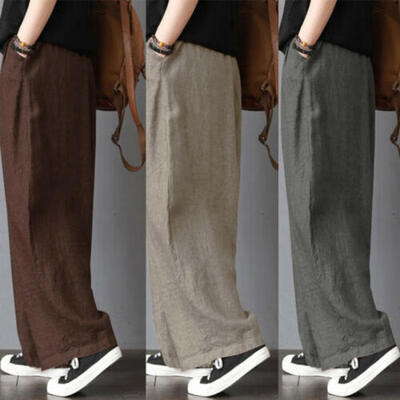 

Mens Loose Wide Leg Trousers Pants Clothing Linen Casual Jeans Male Plus Size