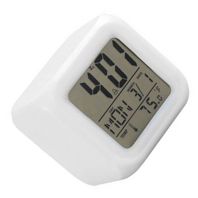 

7 Colors LED Changing Digital Alarm Clock Desk Thermometer Night Glowing Cube LCD Clock Home Decoration