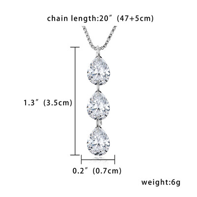 

4 Colors Necklace Gourd-shaped Zircon Crystal Necklace Chain Clavicle Sweater Chain Women Rhinestone Silver Pendant Jewelry