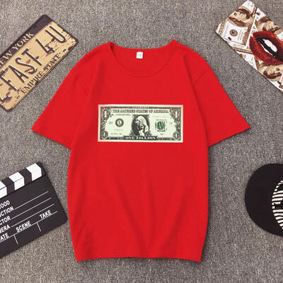 

Mens T-shirt Printed Hip-hop Banknotes T-shirt Men And Women Couple T-shirt Personality Loose Short-sleeved T-shirt