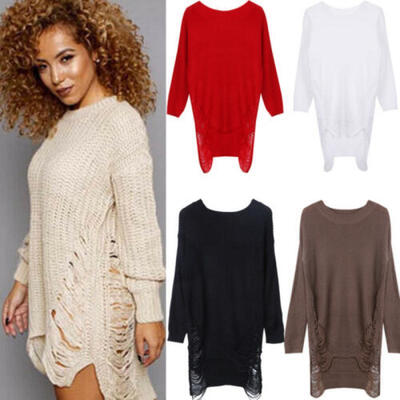 

US Stock Women Long Sleeve Knit Cardigan Jumper Tops Loose Casual Sweater Dress
