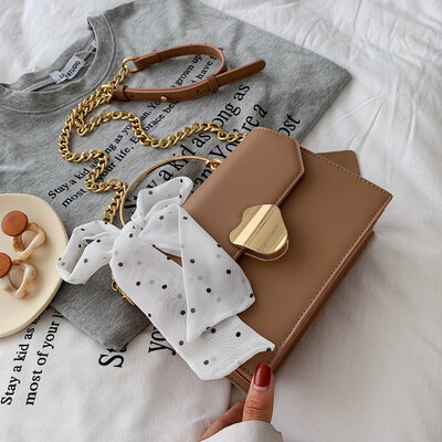 

Ins textured scarves portable womens bag 2019 new bag Korean version of Joker chain bag shoulder Messenger bag tide