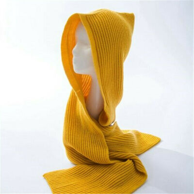 

Women Hooded Long Scarf Mother Winter Warm Knit Hoodie Stole Shawl Hat