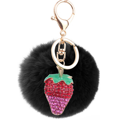 

Plush 8CM Rex Rabbit Hair Ball Strawberry Keychain Lovers Key Chain Mobile Phone Bags Hanging Wholesale