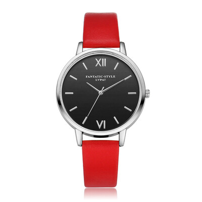 

LVPAI Womens Watches Fashion Faux Leather Analog Quartz Wrist Watch Women Female hours Pink & Black clock Gift Dropshipping 533