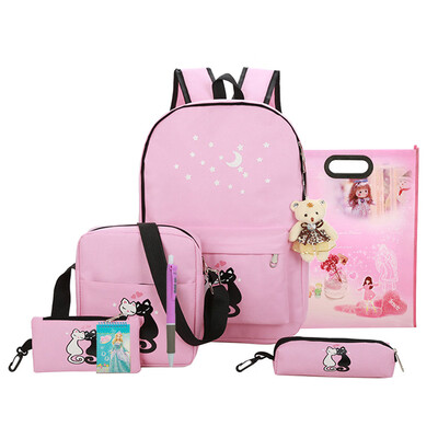 

Tailored 8Pcs Cute Animal Star Printing Backpack Women Canvas Backpack School Bags For Te