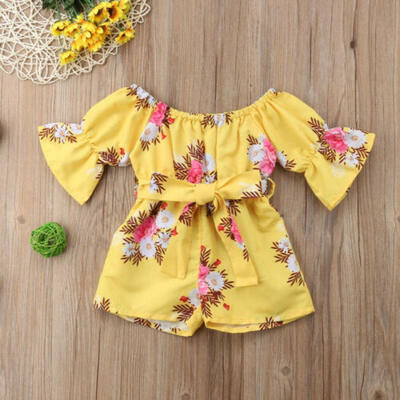 

Newborn Infant Baby Girl Floral Romper Jumpsuit Bodysuit Bowknot Clothes Outfit