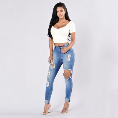 

Tailored Women Hight Waisted Long Pants Pocket Denim Jeans Stretch Length Jeans