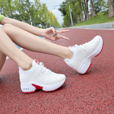 

New breathable mesh face casual wild thick bottom increase sports white shoes B6-110909