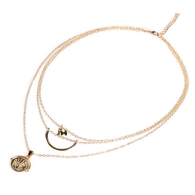 

Bohemia Moon Elephant Pendant Necklace Women Gold Color Layered Chain Clavicle Necklace Accessories Collares Femme