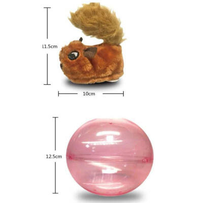 

Pet Electric Toy Cat Electric Toys Plush Hamster in Plastic Transparent Ball Pet Products WhiteYellowLight RedGrey