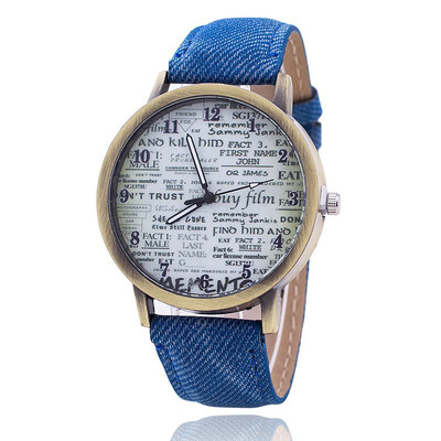 

Retro canvas simple garble straps graffiti watches Korean denim personality male&female students couple table