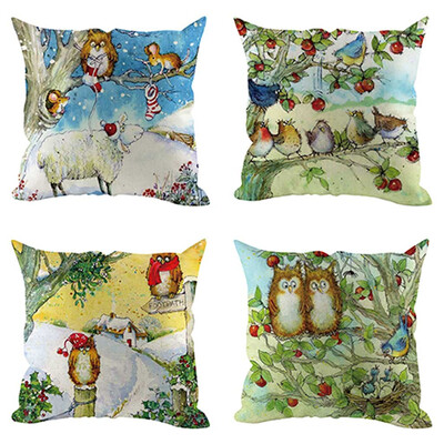 

Tailored 4Pcs Christmas Pillow Cover Pillowcases Decorative Sofa Cushion Cover Decoration