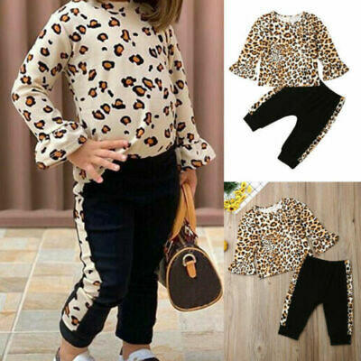 

DE Leopard Tops Hosen Leggings Outfits Kinder Baby Mädchen Herbst Trainingsanzug
