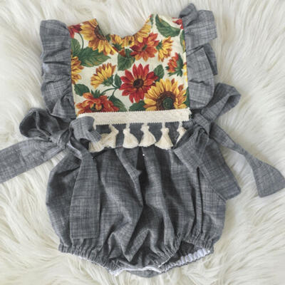 

Newborn Infant Baby Girls Sunflower Ruffle Romper Jumpsuit Outfits Sunsuit 0-24M
