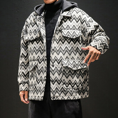 

Toponeto Mens Fashion Winter Printing Blouse Fashionable Tops Cardigan Hooded Coat